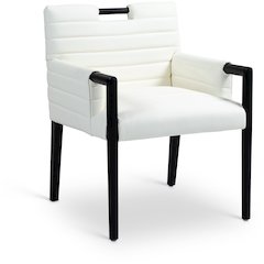 Aimee Cream Vegan Leather Dining Arm Chair
