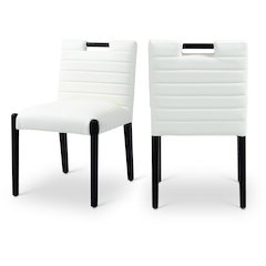 Aimee Cream Vegan Leather Dining Side Chair, Set of 2
