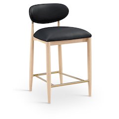 Riccio Black Vegan Leather Upholstered Stool