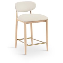 Riccio Cream Vegan Leather Upholstered Stool