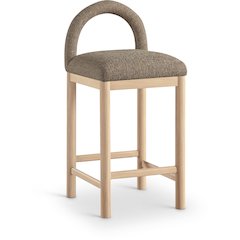 Conrad Brown Linen Textured Fabric Counter Stool
