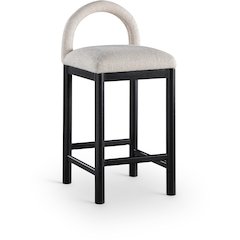 Conrad Beige Linen Textured Fabric Counter Stool