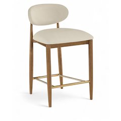 Riccio Beige Vegan Leather Upholstered Stool