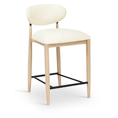 Riccio Cream Vegan Leather Upholstered Stool