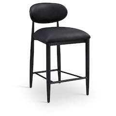 Riccio Black Vegan Leather Upholstered Stool