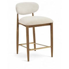 Riccio Cream Performance Fabric Upholstered Stool
