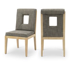 Gwendolyn Grey Linen Textured Fabric Dining Side Chair, Set of 2