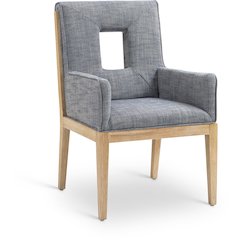 Gwendolyn Navy Linen Textured Fabric Dining Arm Chair