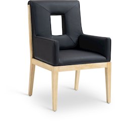 Gwendolyn Black Vegan Leather Dining Arm Chair