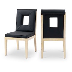 Gwendolyn Black Vegan Leather Dining Side Chair, Set of 2