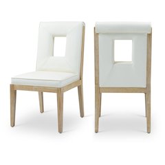 Gwendolyn Cream Vegan Leather Dining Side Chair, Set of 2