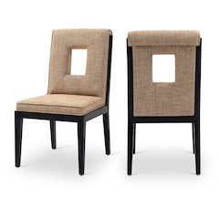 Gwendolyn Cognac Linen Textured Fabric Dining Side Chair, Set of 2
