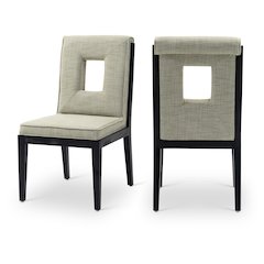Gwendolyn Green Linen Textured Fabric Dining Side Chair, Set of 2