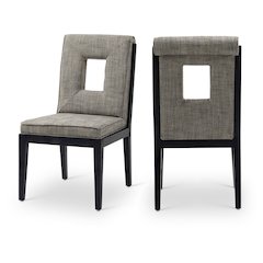 Gwendolyn Grey Linen Textured Fabric Dining Side Chair, Set of 2