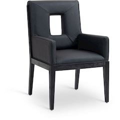 Gwendolyn Black Vegan Leather Dining Arm Chair