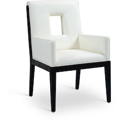 Gwendolyn Cream Vegan Leather Dining Arm Chair