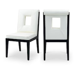 Gwendolyn Cream Vegan Leather Dining Side Chair, Set of 2