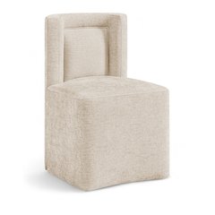 Duvina Beige Chenille Performance Fabric Upholstered Dining Chair