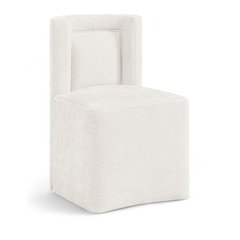 Duvina Cream Chenille Performance Fabric Upholstered Dining Chair