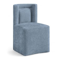 Duvina Light Blue Chenille Performance Fabric Upholstered Dining Chair