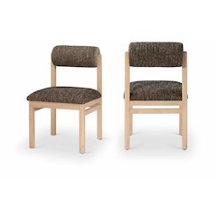 Roundhill Brown Linen Textured Fabric Upholstered Dining Chair, Set of 2
