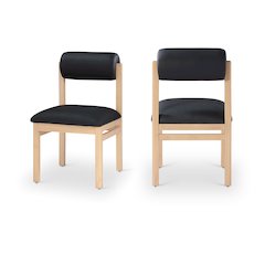 Roundhill Black Vegan Leather Upholstered Dining Chair, Set of 2