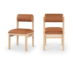 Roundhill Cognac Vegan Leather Upholstered Dining Chair, Set of 2