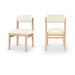 Roundhill Cream Vegan Leather Upholstered Dining Chair, Set of 2