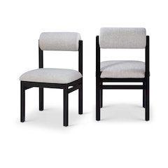 Roundhill Grey Linen Textured Fabric Upholstered Dining Chair, Set of 2