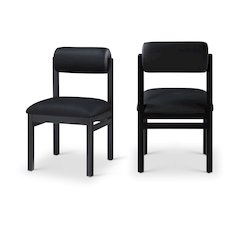 Roundhill Black Vegan Leather Upholstered Dining Chair, Set of 2