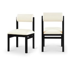 Roundhill Cream Vegan Leather Upholstered Dining Chair, Set of 2