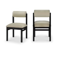 Roundhill Taupe Vegan Leather Upholstered Dining Chair, Set of 2
