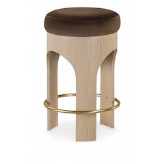 Bocceli Brown Velvet Upholstered Counter Stool