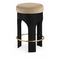 Bocceli Beige Velvet Upholstered Counter Stool