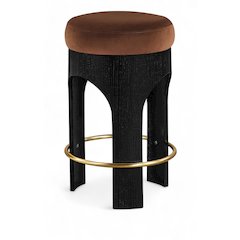 Bocceli Cognac Velvet Upholstered Counter Stool