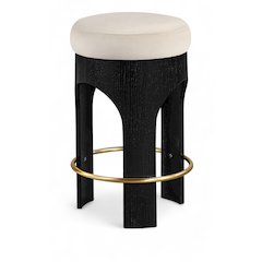Bocceli Cream Velvet Upholstered Counter Stool