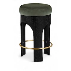 Bocceli Green Velvet Upholstered Counter Stool