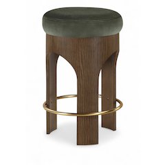Bocceli Green Velvet Upholstered Counter Stool