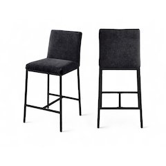 Reeves Black Chenille Fabric Upholstered Counter Stool, Set of 2
