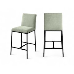 Reeves Mint Chenille Fabric Upholstered Counter Stool, Set of 2