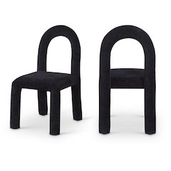 Amari Black Chenille Fabric Dining Chair, Set of 2