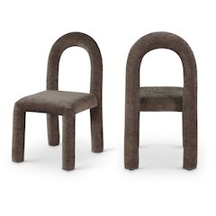 Amari Brown Chenille Fabric Dining Chair, Set of 2