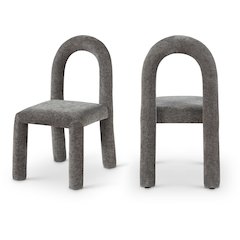 Amari Grey Chenille Fabric Dining Chair, Set of 2