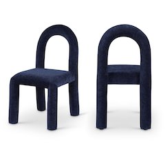 Amari Navy Chenille Fabric Dining Chair, Set of 2
