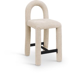 Amari Beige Chenille Fabric Stool