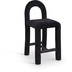 Amari Black Chenille Fabric Stool