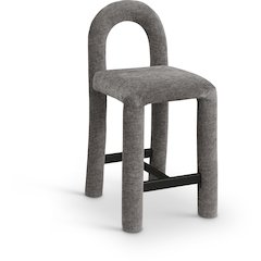 Amari Grey Chenille Fabric Stool