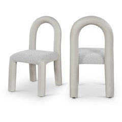 Amari Taupe Vegan Leather and Boucle Fabric Dining Chair, Set of 2