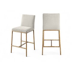 Reeves Cream Chenille Fabric Upholstered Counter Stool, Set of 2