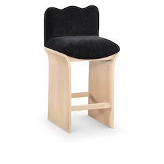 Shaw Black Chenille Fabric Upholstered Counter Stool